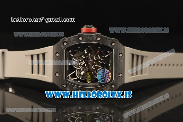 Richard Mille RM35-02 Carbon Fiber With Miyota 9015 Movement 1:1 Clone Grey Rubber - Click Image to Close